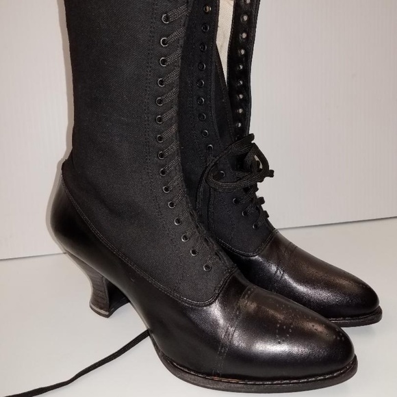 Oaktree Farms Shoes - Oaktree Farms Catherine Handmade Black Granny Boot